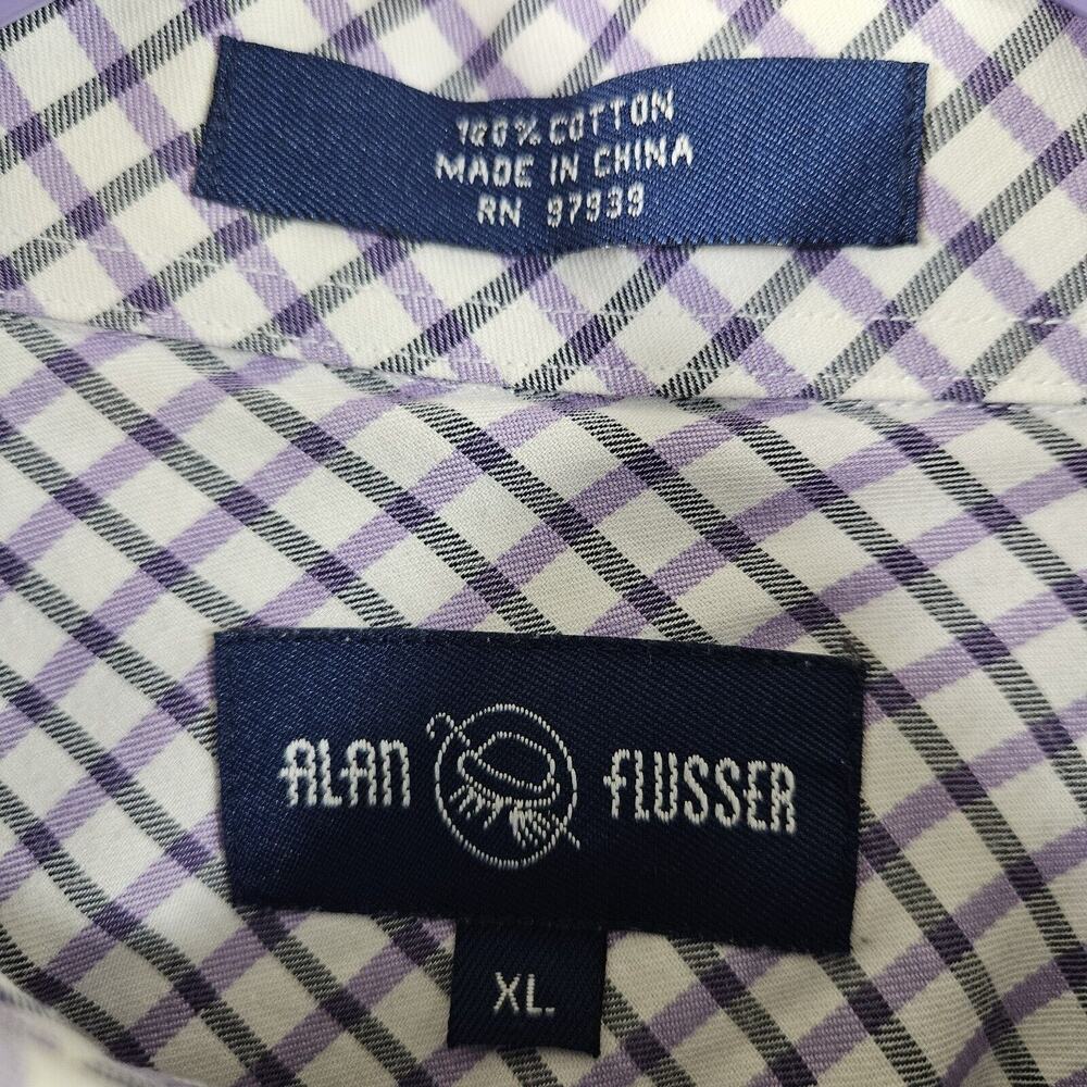Alan Flusser Button Up Shirt Mens Size XL Long Sleeve Colorful Plaid Cotton - Picture 5 of 5